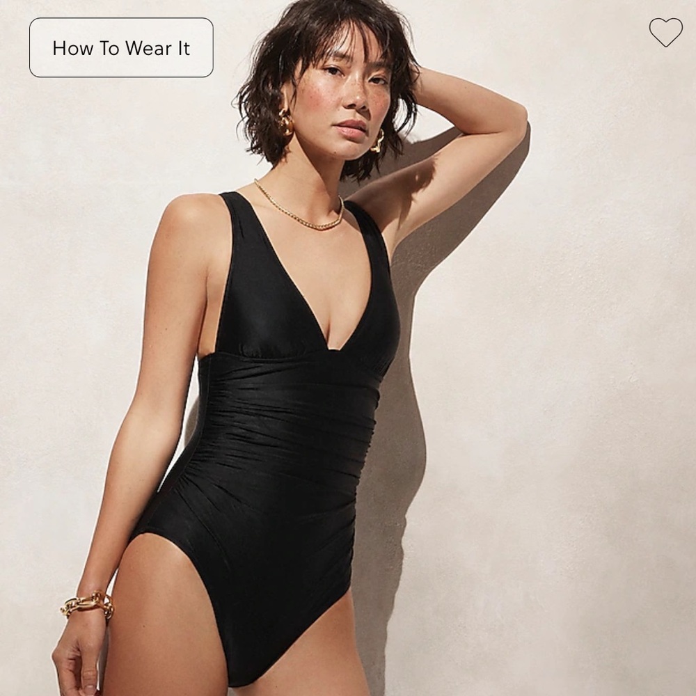 J. Crew Ruched V-neck one-piece swimsuit - Picture 2 of 8